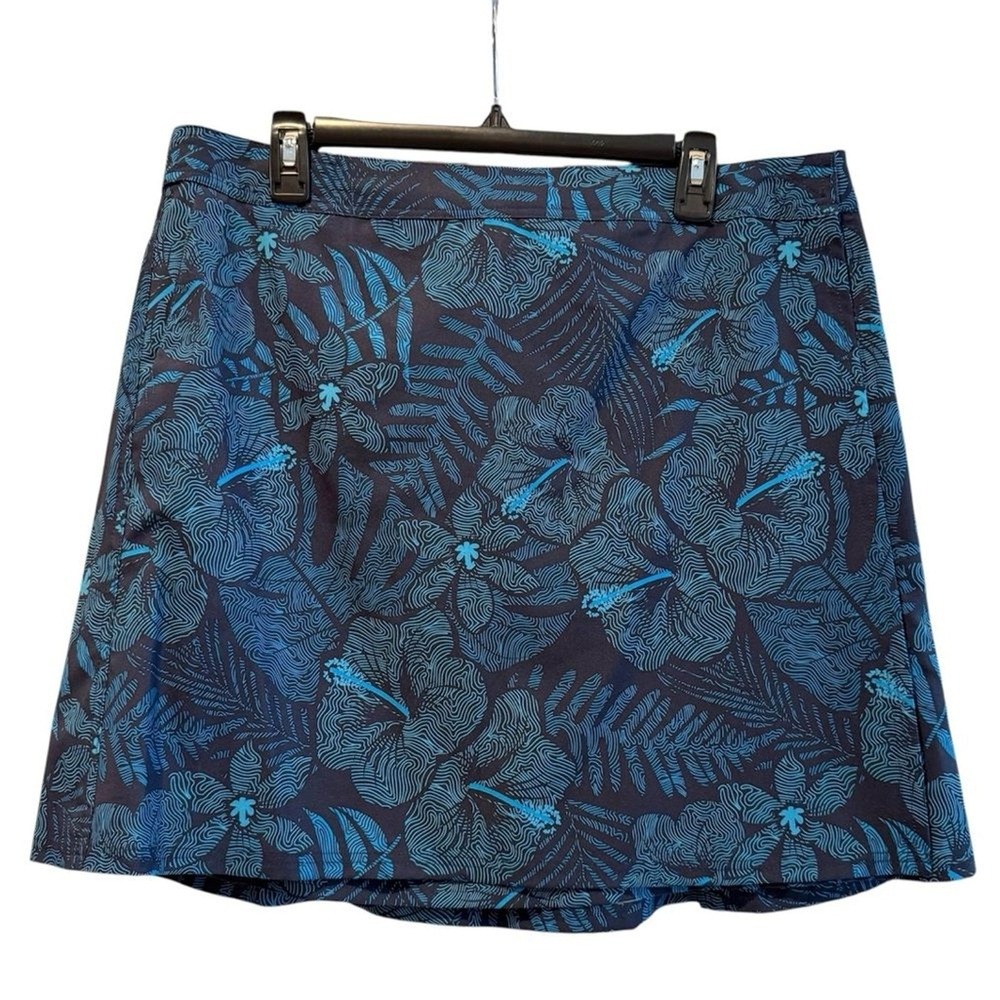 Ripskirt Hawaii Womens XL Blue Floral Hibiscus Leaf Print Quick Dry Wrap Skirt - Picture 2 of 6